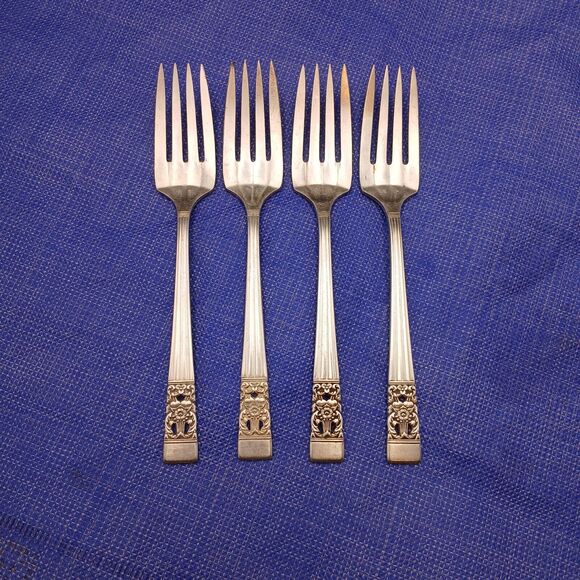 Oneida Community Coronation 1936 Set 4 Salad Fork 6.25" Antique Silverplate - Picture 1 of 6
